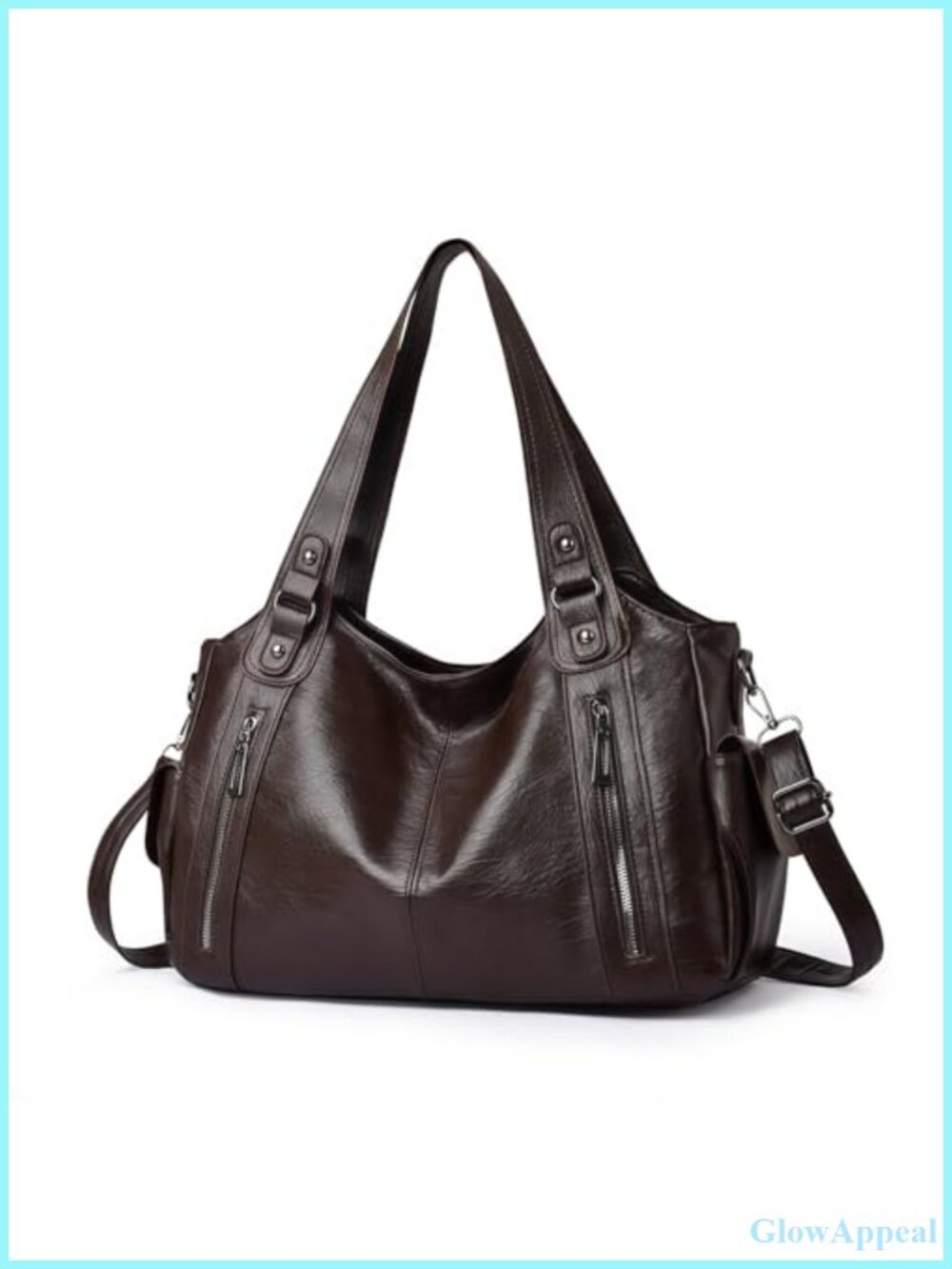 LY&SQ Slouchy Shoulder Tote Bag Large Capacity PU Leather Hobo Crossbody